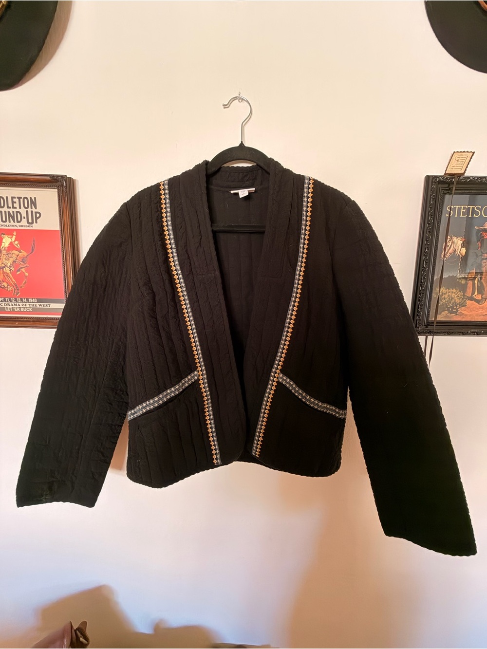 Open-Front Black Women's Embellished Jacket